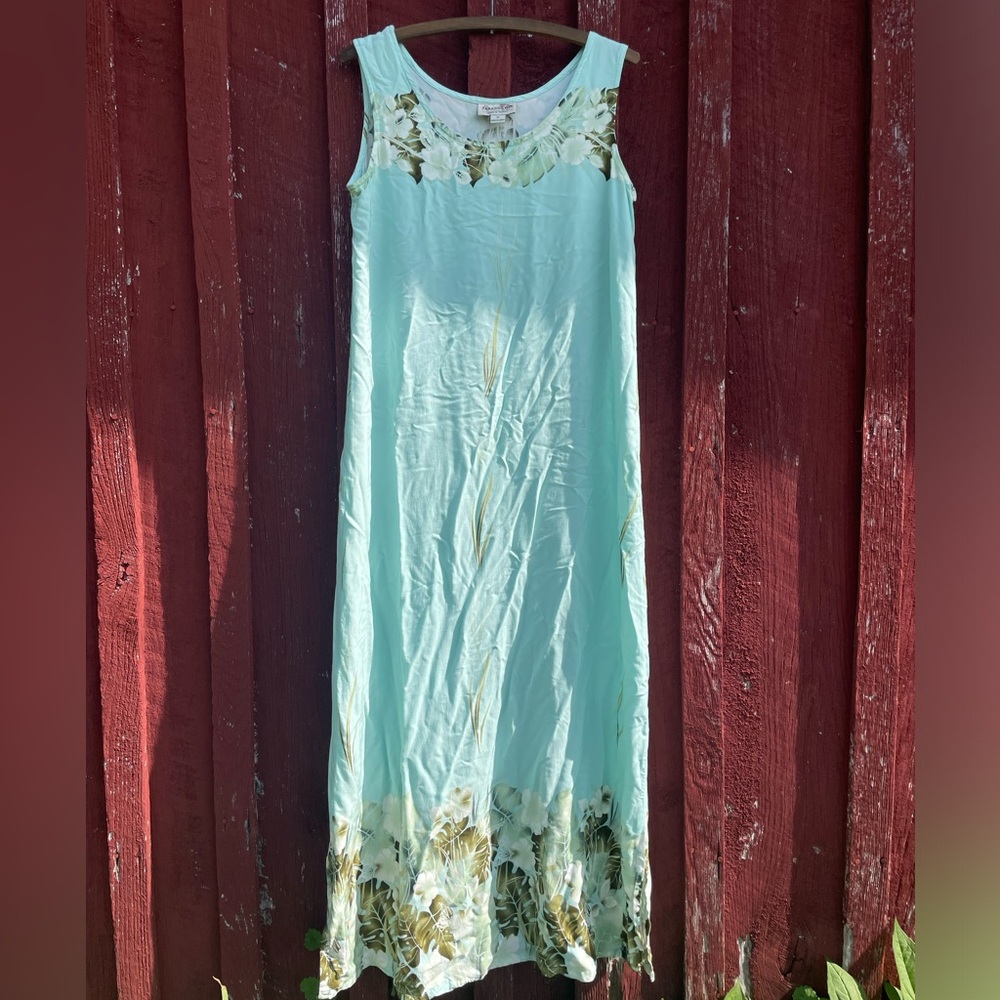 Vintage Sky Blue Maxi with Florals & Botanical Print